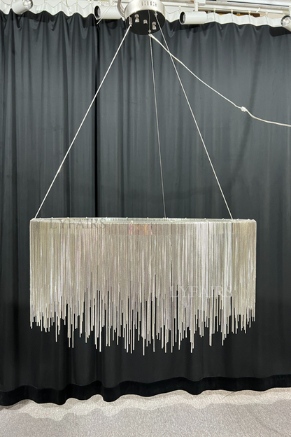 Extra Large Round Aluminum Tassel Chain Chandelier for Living/Dining Room/Villa/Duplex Hall