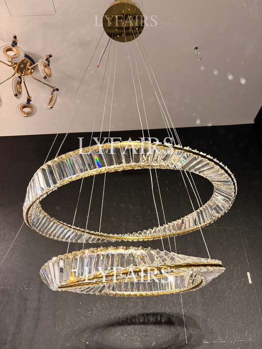 Lampadario di cristallo ad anello, lampada da soffitto di lusso per soggiorno/sala da pranzo, luce per camera da letto
