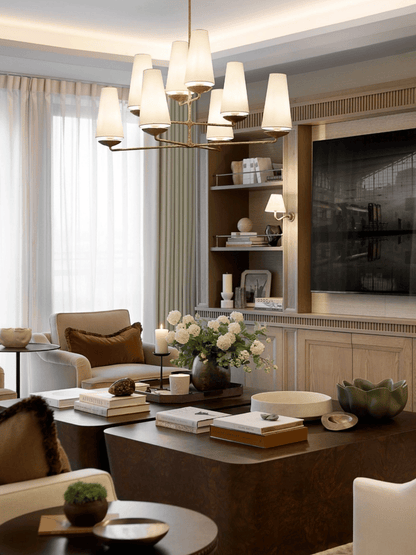Lampadario verticale in finitura bronzo/nero/bianco