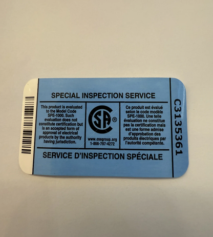 CSA Certification Fees for Other Lighting Fixtures (Non-refundable)