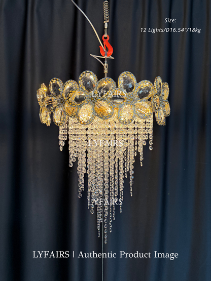 Modern Flower Crystal Tassel Chandelier for Living Room/Dining Room