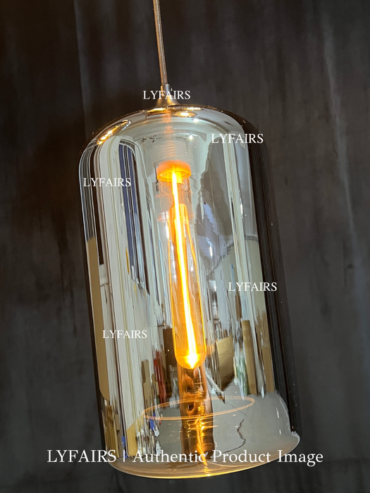 Modern Smoke Gray Glass Pendant Light Fixture Chandelier For 2 Story Foyer/Entryway/Staircase