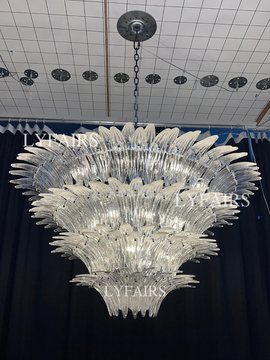 Lustre en verre artistique à motif de fleurs pour salon/chambre