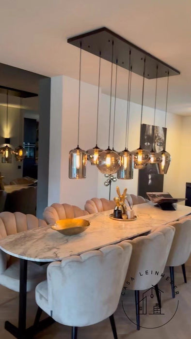 Smoky Gray Glass Chandelier for cafe and dining room