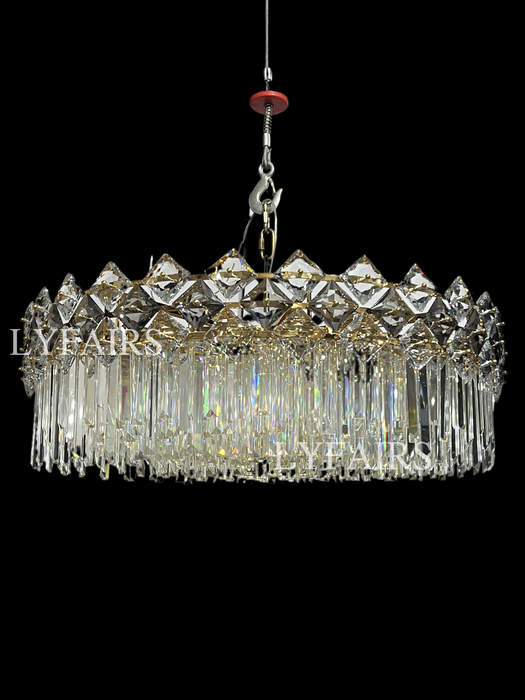 Lustre en cristal transparent à plusieurs niveaux, de luxe et moderne, idéal pour un salon, une salle à manger ou une chambre à coucher