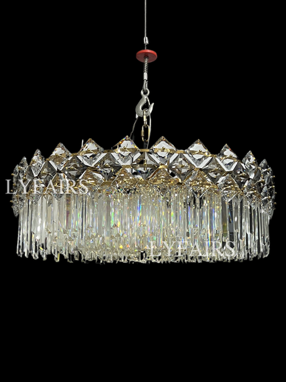 Lustre en cristal transparent à plusieurs niveaux, de luxe et moderne, idéal pour un salon, une salle à manger ou une chambre à coucher