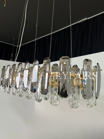 Lampadario moderno in cristallo grigio fumo, lampadario a sospensione scintillante per soggiorno/sala da pranzo/camera da letto/ufficio domestico