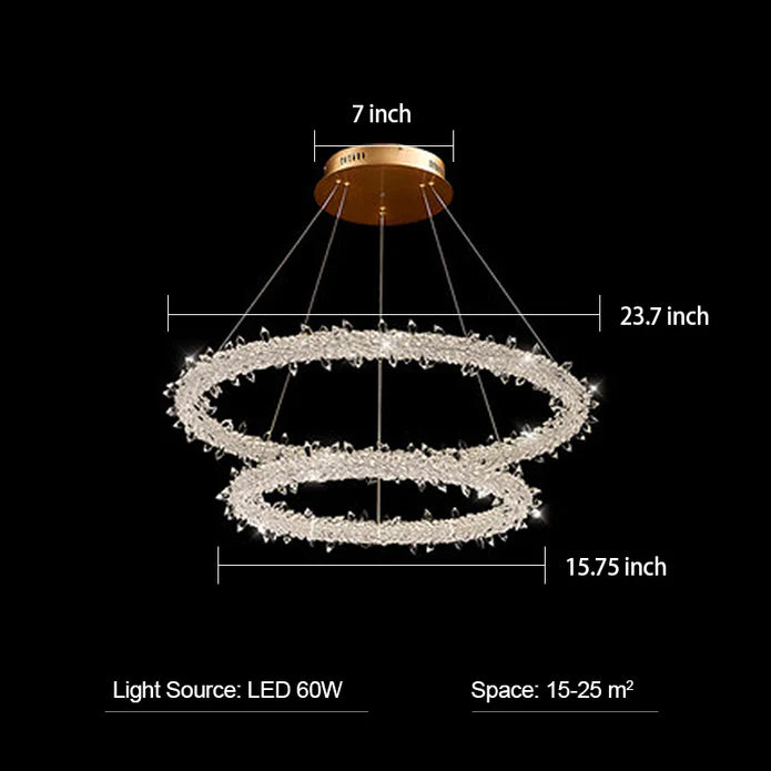 Frost Halo Ring Crystal Chandelier LED Ceiling Light