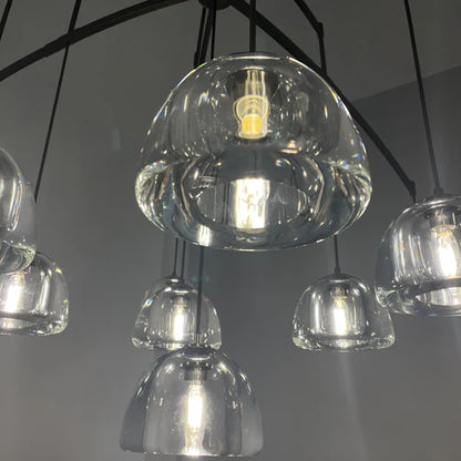Modern Round Hemisphere Glass Chandelier