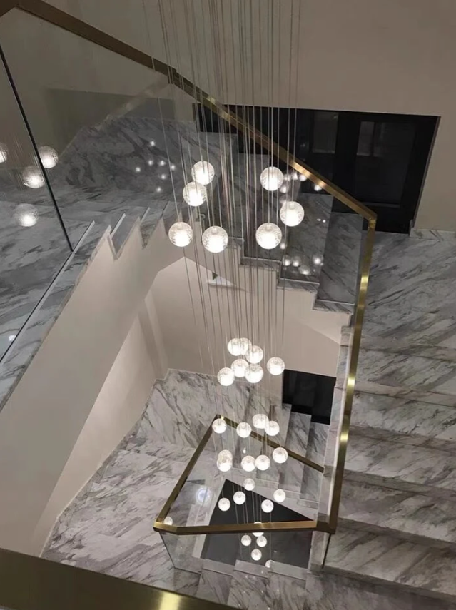 Oversized Nordic Art Round Air Bubbles Pendant Chandelier for Stairs/Spiral Staircase/Hotel Lobby