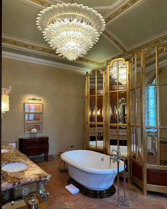 Lustre en verre artistique à motif de fleurs pour salon/chambre