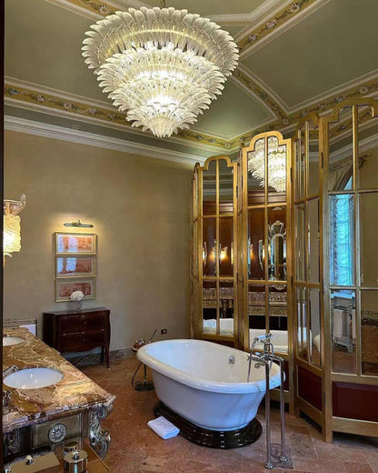 Lustre en verre artistique à motif de fleurs pour salon/chambre