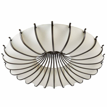 Modern Organic Round Petal Fabric Flush Mount Chandelier for Low-ceiling