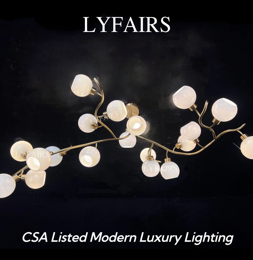 CSA-certified Modern Hand-blown Glass Globes Branch Chandelier L70.87"