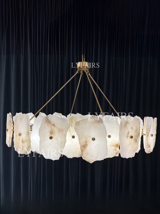 Modern Round/Linear Alabaster Chandelier for Living Room/Dining Room/Kitchen Island