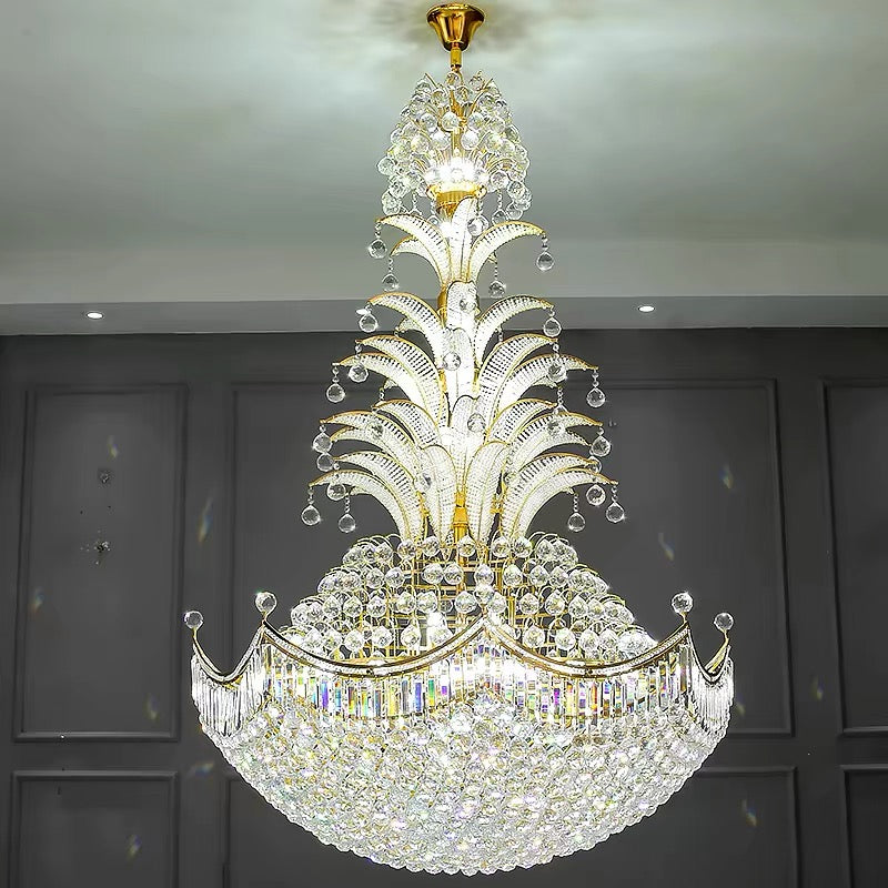 Golden Era Royal Grand Pineapple Design Crystal Chandelier