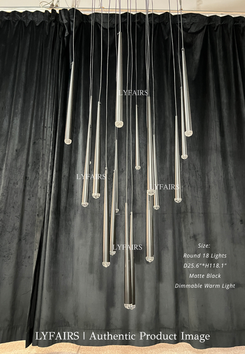Minimalist Staircase Ceiling Lighting Fixture Foyer Pendant Chandelier In Gold Brass Finish