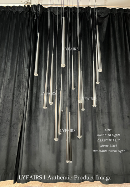 Minimalist Staircase Ceiling Lighting Fixture Foyer Pendant Chandelier In Gold Brass Finish