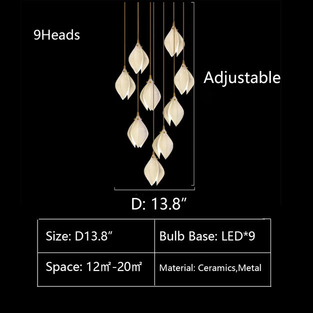 Oversize Nordic Magnolia Flower Chandelier for Stairs/Kitchen Island/High-Ceiling Room