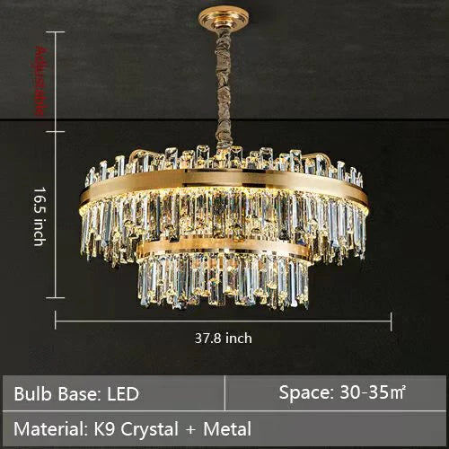 Collection de lustres en cristal ronds/rectangulaires modernes pour salon/couloir/salle à manger/chambre