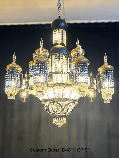 Arabian Nights Palace‑Style Sculptural Maximalist Crystal Lantern Chandelier