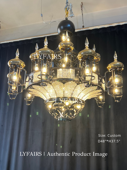 Arabian Nights Palace‑Style Sculptural Maximalist Crystal Lantern Chandelier