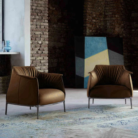 Italian Minimalist Leather Armchair