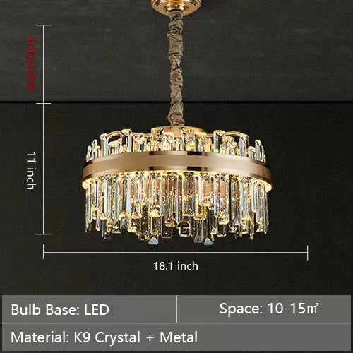 Collection de lustres en cristal ronds/rectangulaires modernes pour salon/couloir/salle à manger/chambre