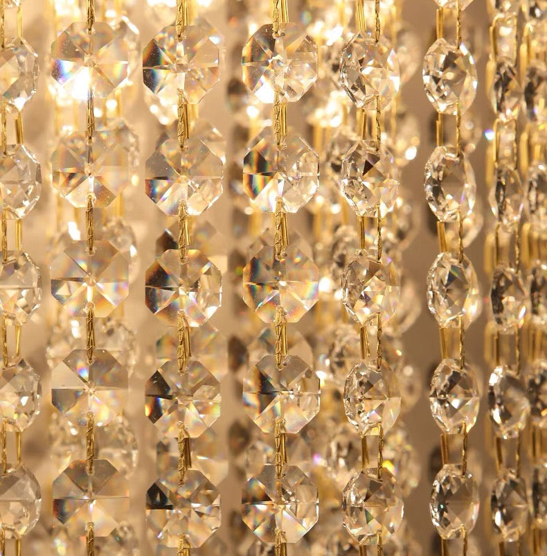 Vintage Brass Crystal Waterfall Wall Lamp