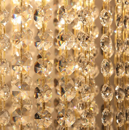 Vintage Brass Crystal Waterfall Wall Lamp