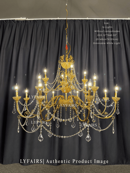 Vintage Baroque Palace Style Gilded Crystal Candle Chandelier Collection