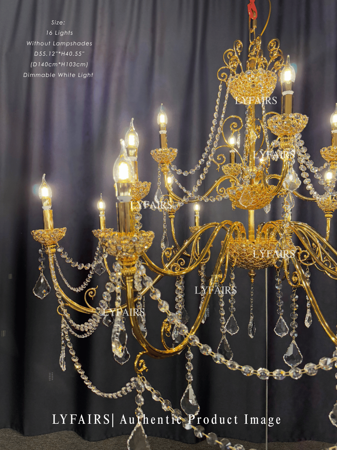 Vintage Baroque Palace Style Gilded Crystal Candle Chandelier Collection