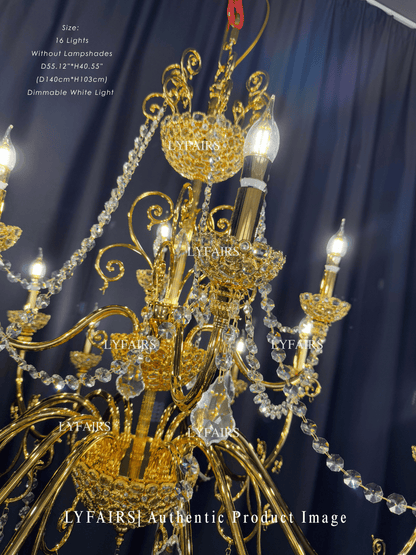 Vintage Baroque Palace Style Gilded Crystal Candle Chandelier Collection