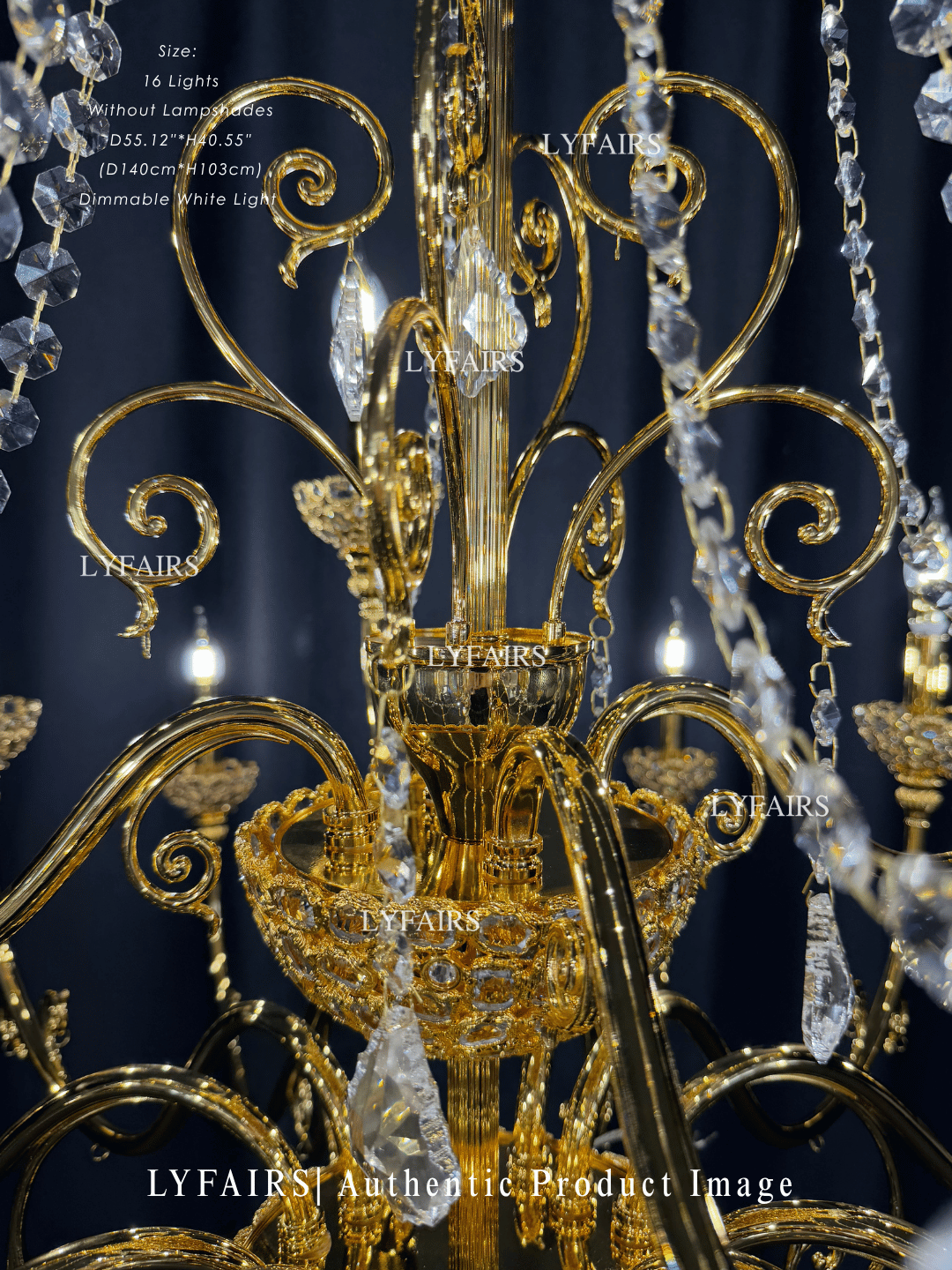 Vintage Baroque Palace Style Gilded Crystal Candle Chandelier Collection