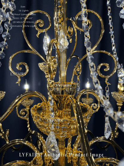 Vintage Baroque Palace Style Gilded Crystal Candle Chandelier Collection