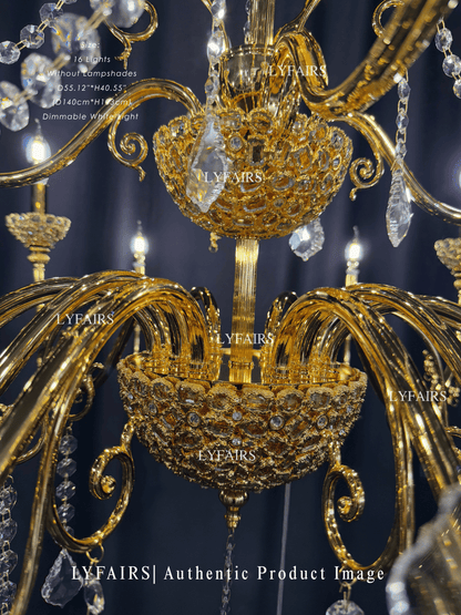Vintage Baroque Palace Style Gilded Crystal Candle Chandelier Collection