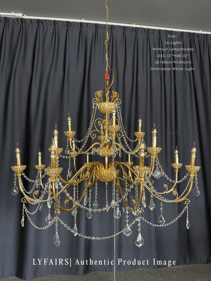 Vintage Baroque Palace Style Gilded Crystal Candle Chandelier Collection