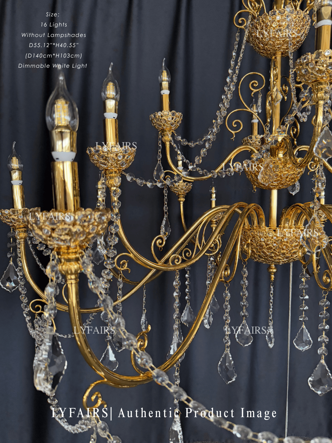 Vintage Baroque Palace Style Gilded Crystal Candle Chandelier Collection