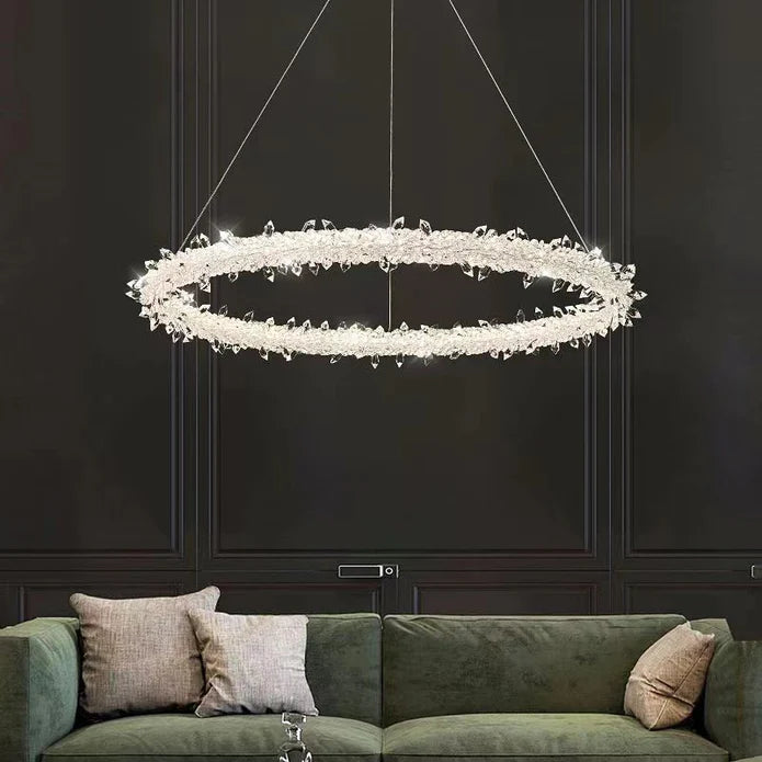 Frost Halo Ring Crystal Chandelier LED Ceiling Light