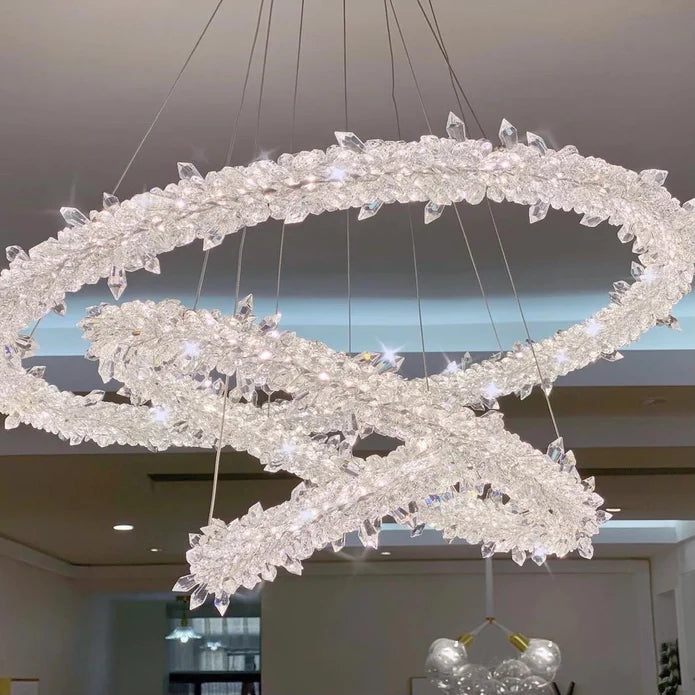 Frost Halo Ring Crystal Chandelier LED Ceiling Light