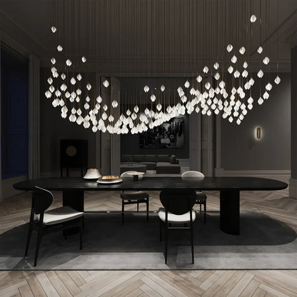 Nordic Magnolia Flower Ceramics Chandelier with Rectangular Canopy