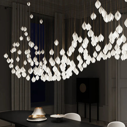 Nordic Magnolia Flower Ceramics Chandelier with Rectangular Canopy