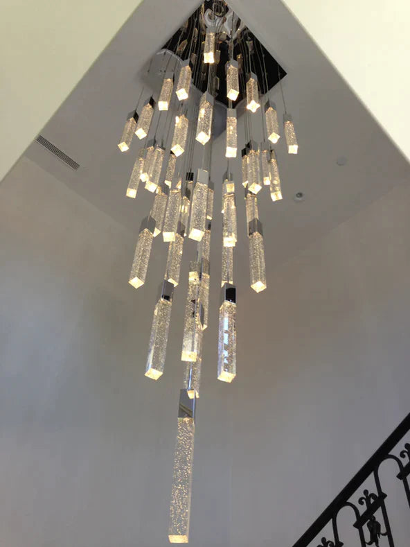Modern Glacier Bubble Crystal Sticks Chandelier in Gold/Chrome/Black Finish for Staircase/Foyer