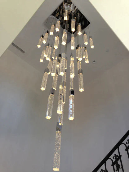 Modern Glacier Bubble Crystal Sticks Chandelier in Gold/Chrome/Black Finish for Staircase/Foyer