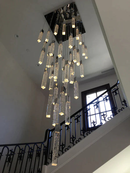 Modern Glacier Bubble Crystal Sticks Chandelier in Gold/Chrome/Black Finish for Staircase/Foyer