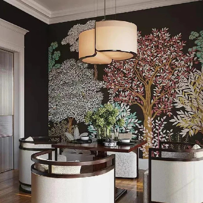 Lampadario minimalista rotondo in tessuto slub per soffitti bassi
