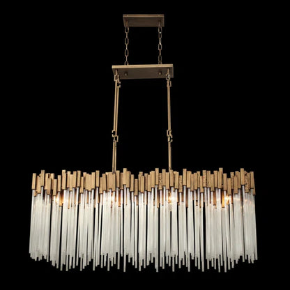 Modern Rectangular Glass Chandelier for Dining Room