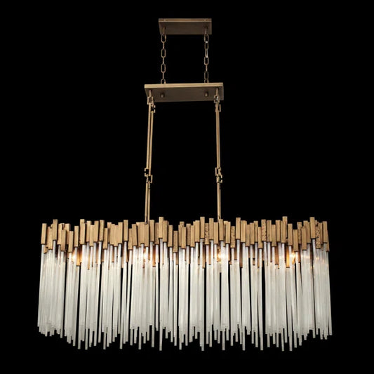 Modern Rectangular Glass Chandelier for Dining Room