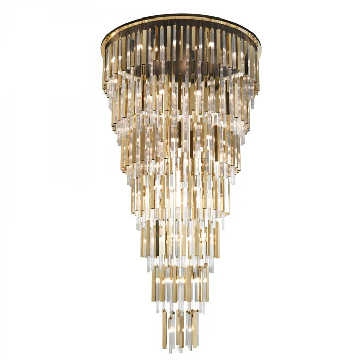 Lampadario moderno di lusso a 7 livelli in vetro galleggiante, montaggio a filo per soffitti alti/scale/bifamiliari