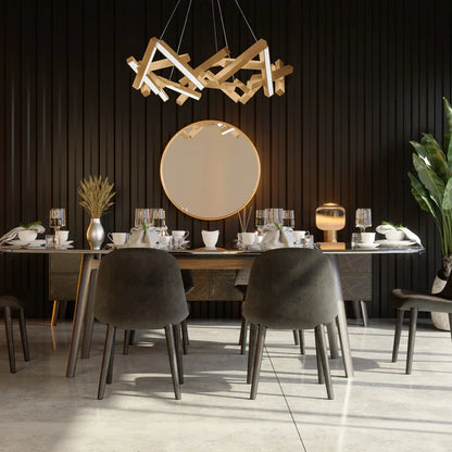 Lampadario moderno a LED in alluminio geometrico rotondo/lineare